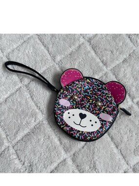 Betsey Johnson | Black and Pink Sprinkle Bear Wristlet